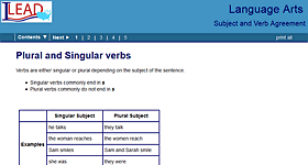 Screen capture of language arts lesson