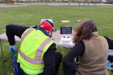 Harper College student conducing drone lab