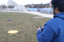 Harper College student flying a drone